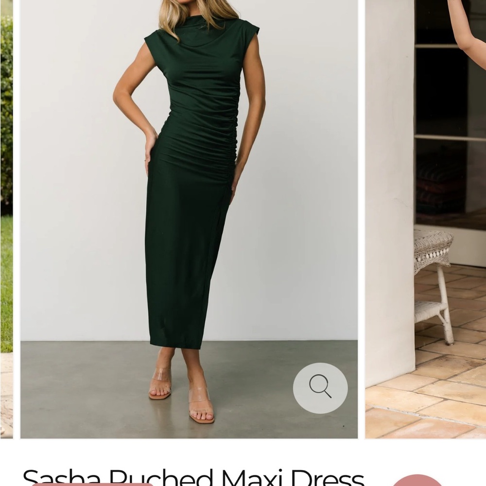 Baltic Born Dark Green Ruched Maxi Dress - Picture 2 of 6